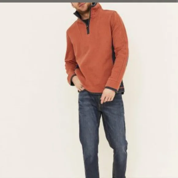 FAT FACE 3XL Airlie Pullover, 1/4 zip-up, kangaroo pocket, orange and blue EUC - Picture 4 of 8